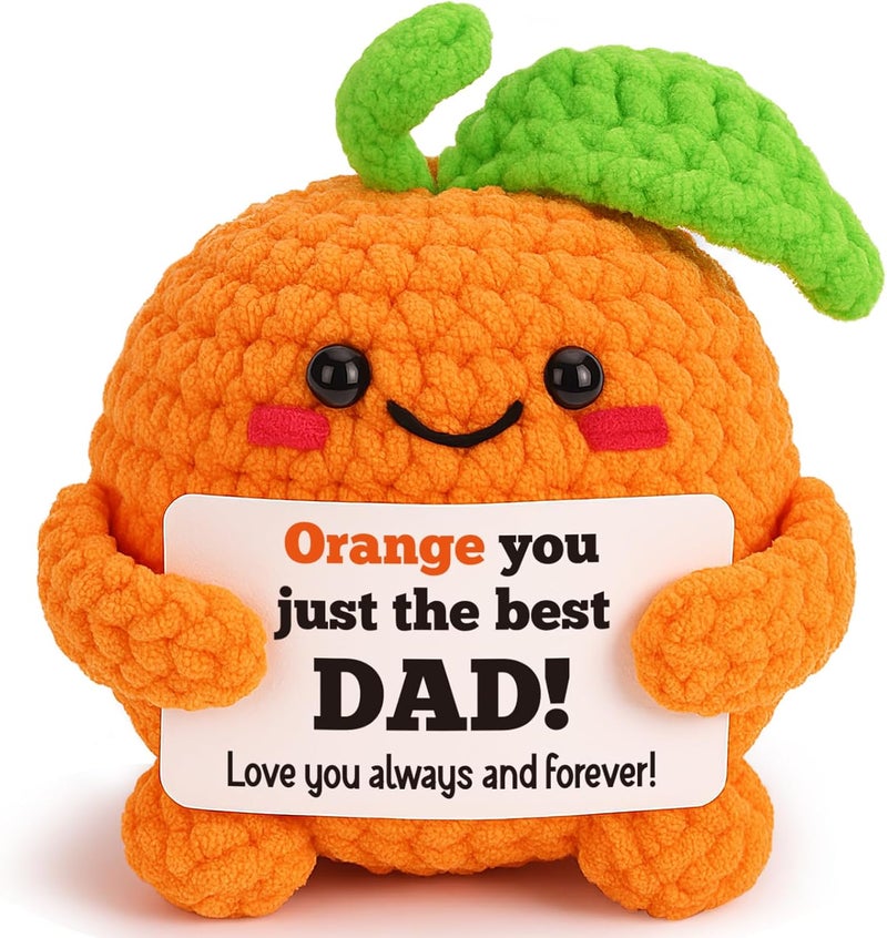 FEFAMM Christmas Birthday Gifts for Dad from Daughter Son - Mini Handmade Crochet Orange Birthday Gifts for Best Dad Stepdad and Father in Law Husband Unique Stocking Stuffer for Men With Love & Gratitude - Image 1